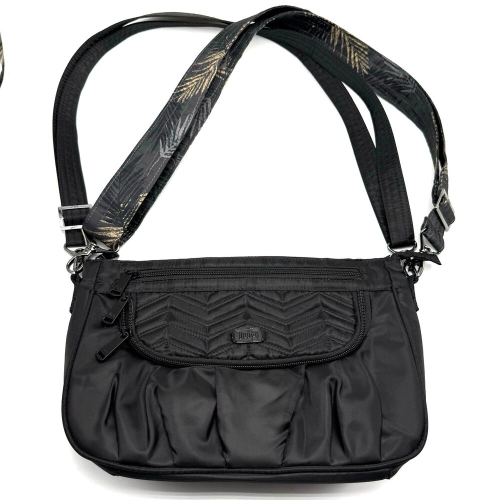Lug Mambo Crossbody Purse Black Travel Bag Organizer RFID Blocking Adjustable